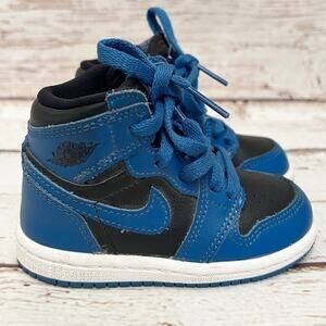 NIKE Air Jordan 1 Retro High OG Dark Marina Blue Toddler Size 6C Sneakers